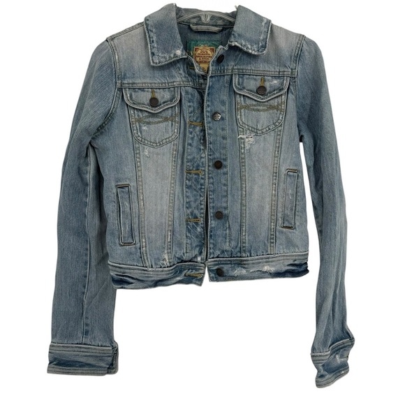 Abercrombie & Fitch Vintage Denim Jacket 90s Women Size M Cropped Distressed - Picture 1 of 9